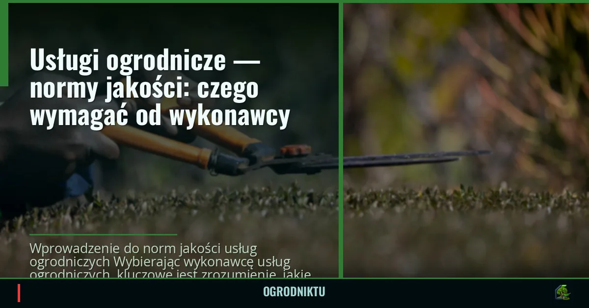 Usługi ogrodnicze — normy jakości: czego wymagać od wykonawcy