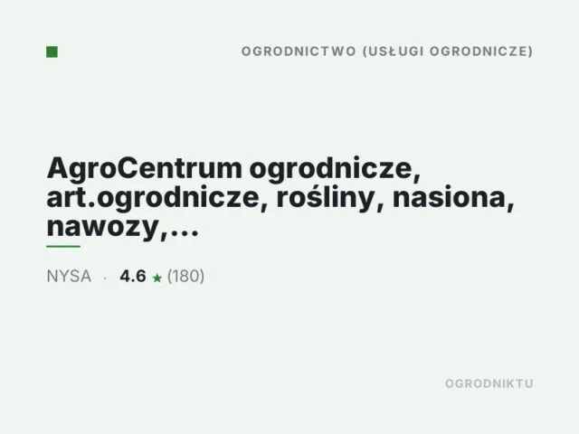 AgroCentrum ogrodnicze, art.ogrodnicze, rośliny, nasiona, nawozy, ziemia, narzędzia, doniczki