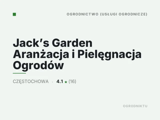Jack’s Garden Aranżacja i Pielęgnacja Ogrodów