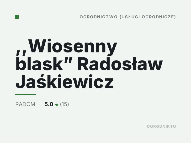 Wiosenny blask Radosław Jaśkiewicz nasadzenia drzew i krzewów Radom