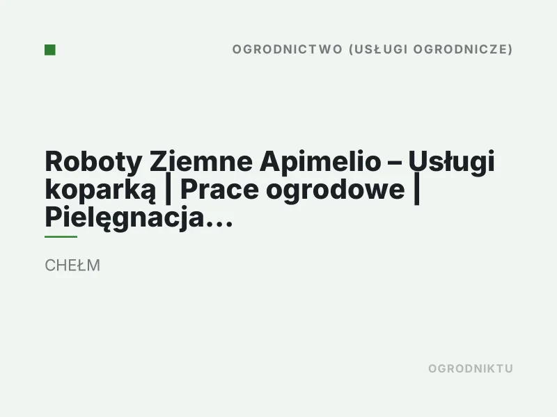 Roboty Ziemne Apimelio Usługi koparką Chełm