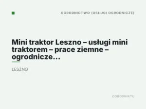 Mini traktor Leszno – usługi mini traktorem – prace ziemne – ogrodnicze – równanie terenu – Leszno i okolice