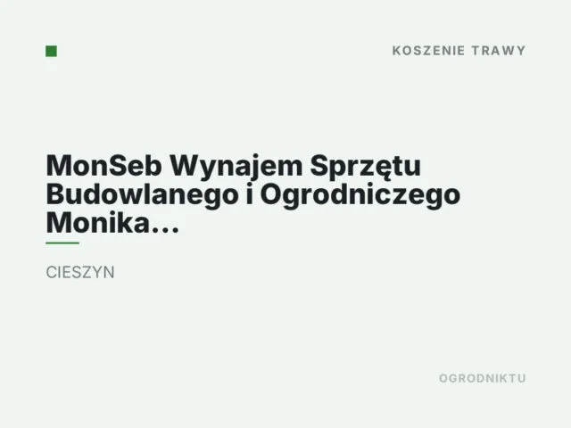 MonSeb Wynajem Sprzętu Budowlanego i Ogrodniczego Monika Lankocz